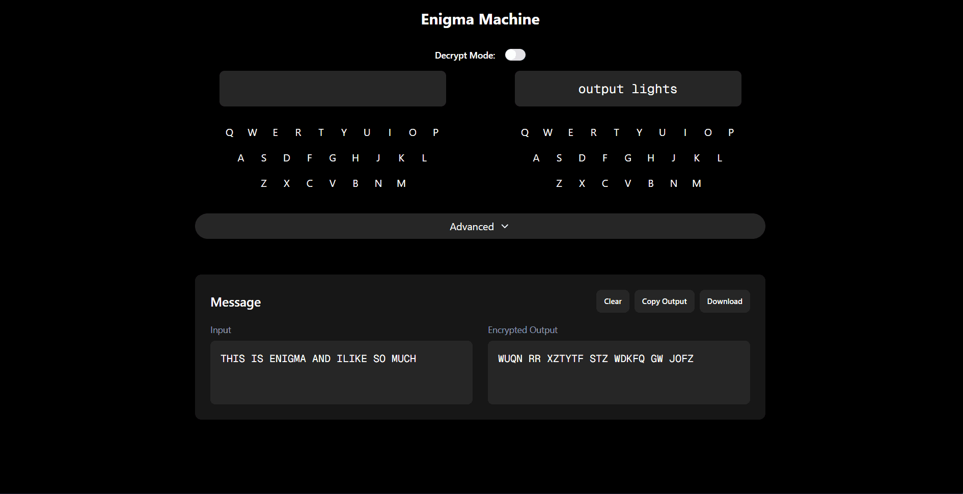 Enigma simulator app